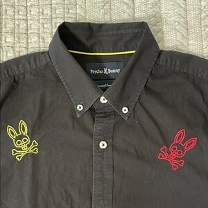 Psycho Bunny Black Shirt with Multicolor Embroidery